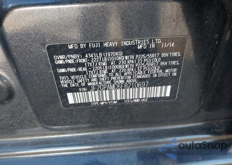 2015 Subaru Xv Crosstrek 2.0I Limited from USA, damaged, VIN JF2GPAMC6F8210697